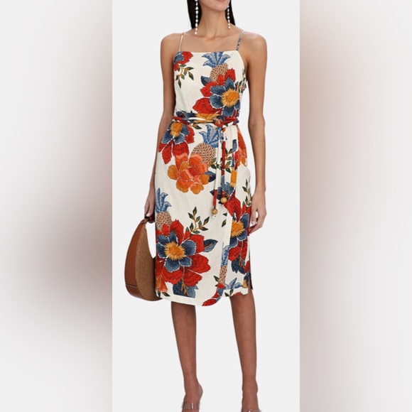 FARM Rio Pineapple Flowers Midi Dress, sz S - Picture 1 of 16
